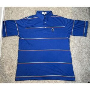 Disney Fashions Polo Shirt Men's XL Mickey Mouse Golf Vintage Blue Striped